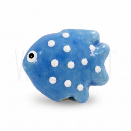 Conta Peixe em Cerâmica Azul c...